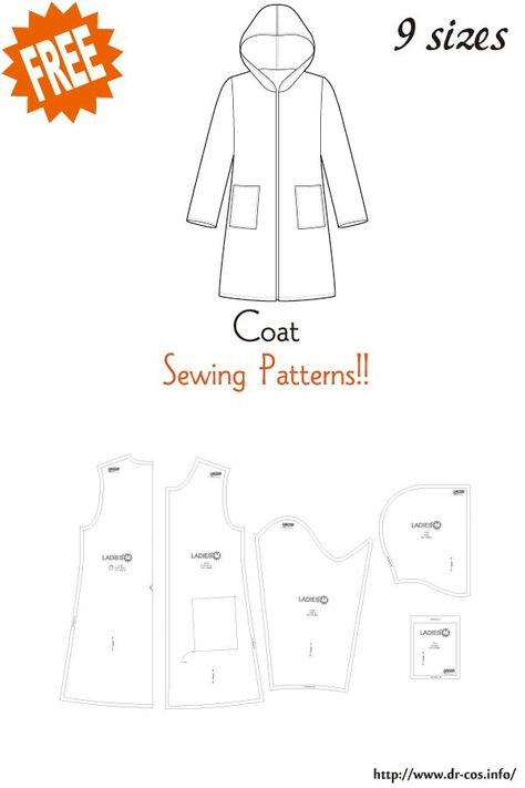 Hooded Coat Sewing Pattern, Sewing Planner Printable, Hood Pattern Sewing, Hooded Coat Pattern, Hooded Jacket Pattern, Sewing Coat, T Shirt Sewing Pattern, Hood Pattern, Free Pdf Sewing Patterns