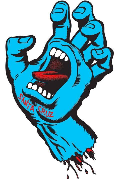 It is one of the most recognizable skateboard graphics in the world and a living symbol of pop and street cult. Here's how Jim Phillips drew Screaming Hand. Santa Cruz Hand, Santa Cruz Stickers, Santa Cruz Logo, Screaming Hand, Skateboard Logo, Skate Stickers, Hand Sticker, Skate Art, Skateboard Stickers