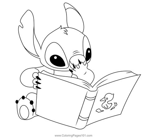 Stitch Reading Book Coloring Page Coloring Pages Stitch, Stitch Reading, Stitch Coloring, Elephant Clip Art, Stitch Coloring Pages, Easy Disney Drawings, Kitten Drawing, Hello Kitty Crafts, Stitch Drawing