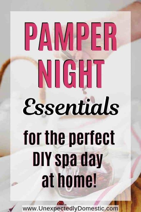 The perfect pamper night essentials for a spa night at home! The best home spa products and ideas for how to pamper yourself at home or with friends. Spa Night At Home, Diy Spa Day At Home, Pampering Yourself, Pamper Night, Pamper Days, Diy Spa Day, Spa Items, Pampering Routine, Body Shop At Home