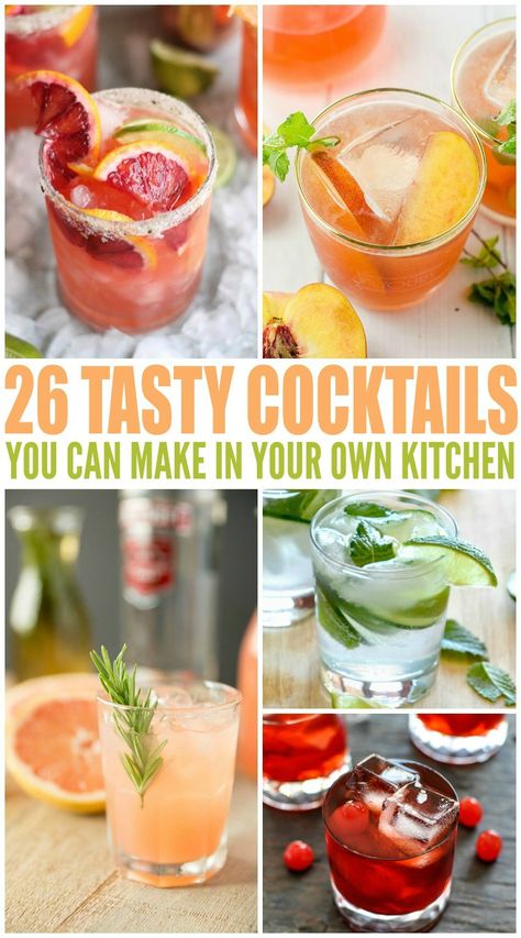 26 Tasty Cocktail Recipes You Can Make In Your Own Kitchen Easy Tasty Cocktails, Tasty Cocktail Recipes, Best Tasting Cocktails, Fun Cocktails To Make At Home, Book Club Drinks, Creative Cocktail Recipes, Craft Cocktails Recipes, Tiktok Cocktails, Quirky Cocktails