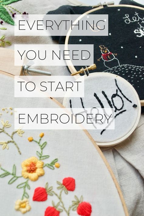 Start Embroidery, Beginning Embroidery, Embroidery Bobbins, Stamped Embroidery Kit, Basic Hand Embroidery Stitches, Diy Embroidery Designs, Embroidery Tools, Basic Embroidery Stitches, Crochet Embroidery