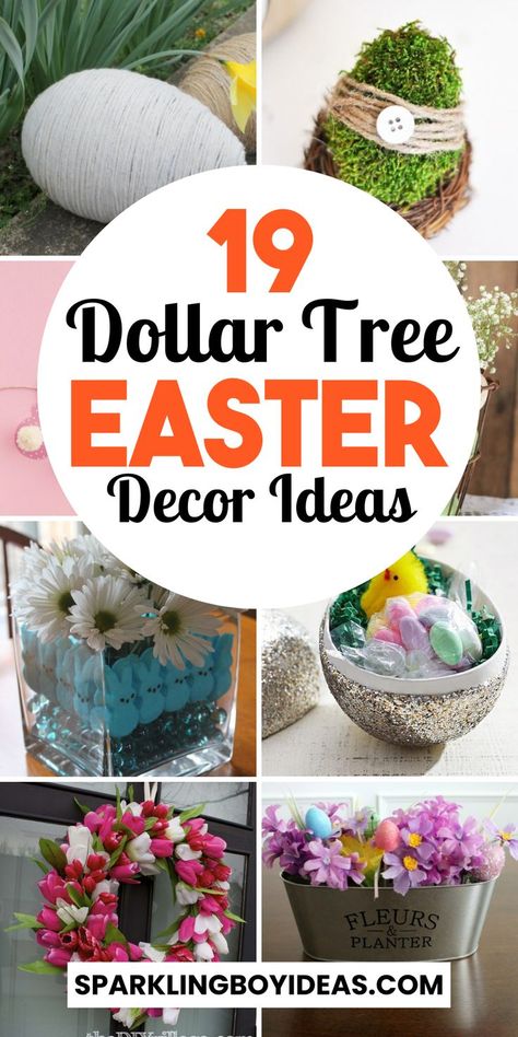 Transform your home this spring with cheap DIY Dollar Tree Easter decorations! Discover DIY Easter crafts, from DIY easter wreaths to adorable spring centerpieces, perfect for any space. Get creative with easy easter bunny crafts, easter basket ideas, and easter egg decorating projects. We've endless inspiration for DIY Easter decorations and spring tablescapes on a budget. Whether planning an Easter party or just adding a touch of spring, find creative spring decor ideas for your home. Cheap Easter Decorations, Easter Table Decorations Centerpieces, Easter Basket Centerpiece, Dollar Tree Easter Decor, Easter Crafts Dollar Store, Dollar Tree Easter Crafts, Easter Porch Decor, Easter Table Centerpieces, Easter Centerpieces Diy