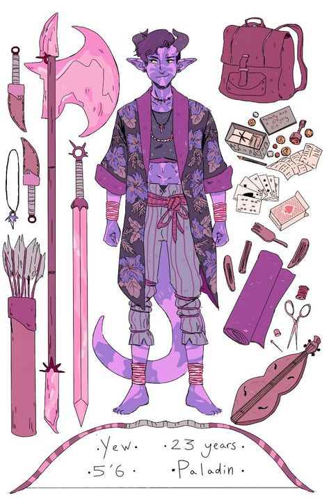 Purple Dnd Character, Character Inventory Art, Tiefling Colors, D&d Oc Art, Tiefling Purple, Colorful Character Design, D&d Oc, D&d Tiefling, Purple Character Design