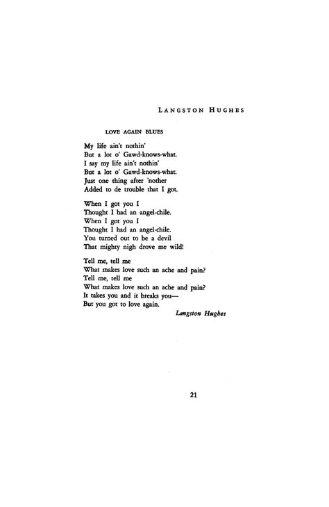 Langston Hughes Poetry, Langston Hughes Poems, Poetry Magazine, Langston Hughes, Poetry Foundation, Famous Poems, Poetic Justice, Love Again, Great Words