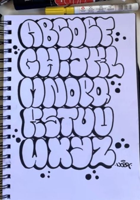 Alphabet Bubble Letters, Easy Graffiti Letters, Font Graffiti, Alphabet Graffiti, Alfabet Font, Easy Graffiti, Easy Graffiti Drawings, Graffiti Alphabet Styles, American Traditional Tattoo Designs