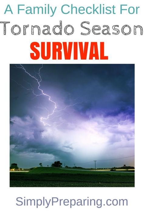 Tornado Survival Checklist for Families. Step by step information to take the fear out of tornado preparedness, including Safe Places and Emergency Kits. Ideas to keep safe during natural disasters. Nature, Tornado Bag Checklist, Tornado Bag, Tornado Prep, Tornado Preparedness, Tornado Safety, Survival Checklist, Tornado Season, Survival Fire