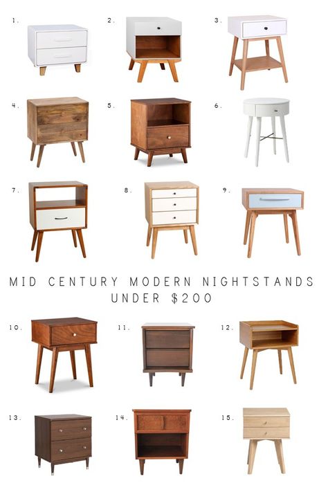 Mid Century Modern Nightstands Under $200 Affordable Nightstand, Minimalist Dekor, تصميم الطاولة, Bilik Idaman, Modern Nightstands, Mid Century Modern Nightstand, Desain Furnitur Modern, Mid Century Modern Bedroom, Bilik Tidur