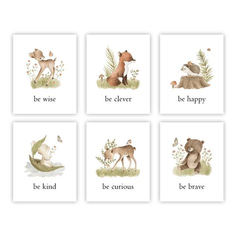 PRICES MAY VARY. The Cute wall art features watercolor safari baby animals theme paintings with motivational quotes, let your child know that they are brave, smart and strong. UNIQUE & THOUGHTFUL GIFT - Original gifts show you cared enough. Affordable gift for a birthdays, holidays, homecoming or christmas! GIVE HOME WARMTH - Decorate the kids' room, boy's room, girl's room, nursery, classroom, school to make it a livable enviroment. NO FRAME INCLUDED - The unframed print gives you full control Gifts For Toddler Boy, Jungle Safari Animals, Woodland Nursery Girl, Safari Baby Animals, Wall Art For Bedroom, Girl Woodland, Neutral Baby Gifts, Toddler Boy Gifts, Woodland Animal Prints