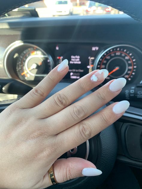 On Cloud 9 Nails, Cloudy White Nails With Designs, Theme Nails, Acyrlic Nails, Negative Space Nails, Small Clouds, Space Nails, White Nail Designs, Cloud 9