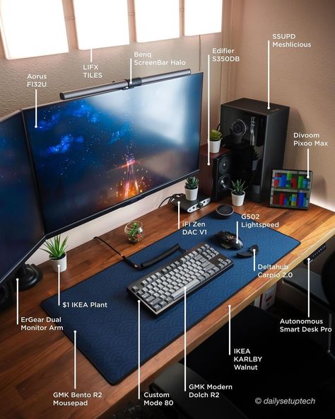 Clean Desk Setup, Workspace Ideas, Clean Workspace, Clean Desk, Send To A Friend, Home Studio Setup, Ghost House, Desk Styling, Desk Goals