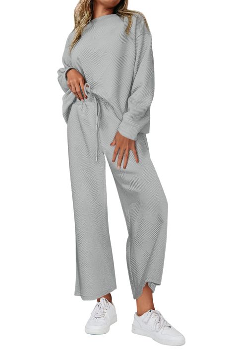 PRICES MAY VARY. COZY FABRIC: S=US 4-6，M=US 8-10，L=US 12-14，XL=US 16-18，XXL=US 20 Crafted from High Quality Materials, Women Lounge Sets Are Gentle to The Touch on The Skin, Providing A Comfort Feeling STYLISH DESIGN: 2 Piece Outfits for Women/Lounge Sets for Women/Tracksuit Sets for Women/Sweatsuit Sets for Women/Pants Sets for Women/Pullover Tops for Women/Wide Leg Pants for Women/Matching Sets for Women/Women Loungewear Sets/Clothes Sets for Women/Fall Outfits for Women/Knitted Outfits for Wo Slouchy Outfit, Fashion Loungewear, Knit Lounge Set, Loungewear Dresses, Lingerie Romper, Todays Outfit, 2 Piece Outfits, Lounge Sets, Textured Fabric