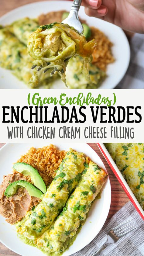 Creamy Chicken Enchiladas Verde, Tomatillo Salsa Verde Chicken, Recipe With Salsa Verde, Tomatillo Salsa Verde Enchiladas, Tomatillo Enchiladas Chicken, Keto Green Enchiladas, Chicken Enchiladas With Tomatillo Sauce, Chile Verde Chicken Enchiladas, Chile Verde Enchiladas Chicken