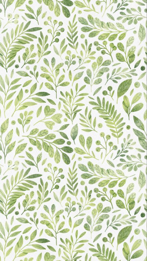 Tiny and cute green leaves pattern. Watercolor and pencil drawing. Botanical illustraton. Home decor elements. Skandinavian home. Plant lover. Cute florals. Plant Pattern Wallpaper, Plant Pattern Illustration, Bathroom Green, Green Aesthetics, Elegant Wallpaper, Plant Background, Pattern Watercolor, Decor Elements, Nice Clothes