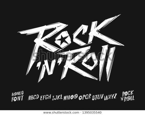 Rock And Roll Lettering, Rock And Roll Typography, Punk Rock Typography, Rock Typography Design, Rock N Roll Design, Rock And Roll Font, Rock N Roll Font, Rock Logo Design, Grunge Logo Design