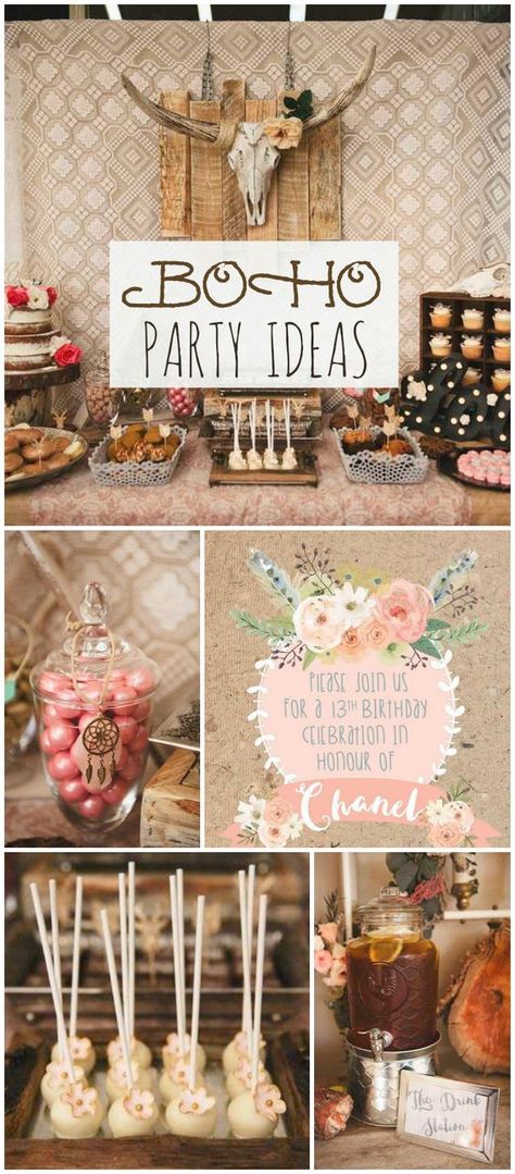 This party has a rustic, boho chic style! See more party ideas at CatchMyParty.com!: Creative Birthday Party Ideas, Fest Temaer, Boho Chic Party, Baby Shower Boho, Boho Birthday Party, Stile Boho Chic, Bohemian Party, Boho Chique, Bohemian Baby Shower