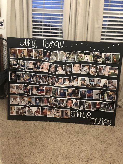 High School graduation baby poster board”My How time flies” Diy Picture Display, Picture Display Ideas, Graduation Photo Boards, Graduation Party Picture Display, Diy Graduation Party Ideas, Graduation Party Inspiration, Diy Graduation Party, Boys Graduation Party, Graduation Boards