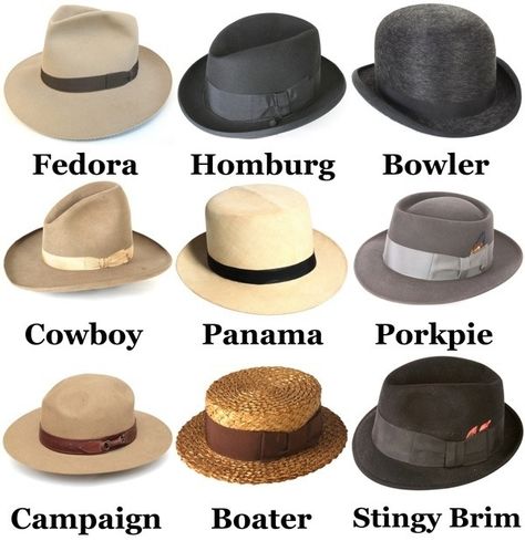 Men's hats. I want to get him the pork pie, like Jack White. Homburg, Types Of Mens Hats, Stil Masculin, Herren Outfit, Sharp Dressed Man, Well Dressed Men, Mode Style, Hats Vintage, Well Dressed