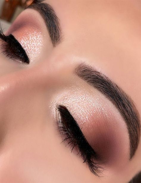 40. Soft Glam With Subtle Smokey If you love the soft glam look, then this idea is for you. This makeup idea features soft pink... Quincenera Makeup, Quinceanera Makeup, Rose Gold Eye Makeup, Eye Makeup Images, Glam Wedding Makeup, Wedding Eye Makeup, Gold Eye Makeup, Prom Eye Makeup, Pink Eye Makeup
