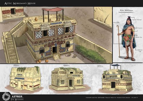 ArtStation - AZTECS THE Beginning- aztec nobleman's house, Yashaswi Karthik Islamic House, Mesoamerican Architecture, Aztec Architecture, Maya Photo, Noble People, Aztec Ruins, Ancient Aztecs, House Colouring Pages, Aztec Culture