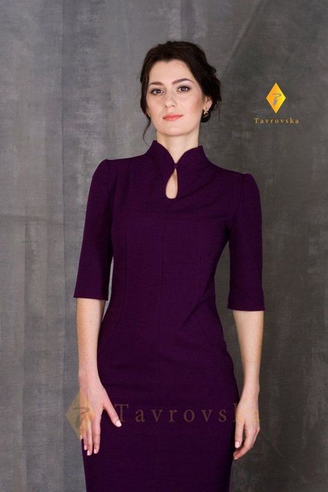 7c4ede33a62160a19586f6e26eaefacfdesc46179621ri Elegant Purple Dresses, Mandarin Dress, Modern Qipao, Mandarin Collar Dress, Black Collared Dress, Modern Cheongsam, Elegant Cocktail Dress, Structured Dress, Kurta Neck Design