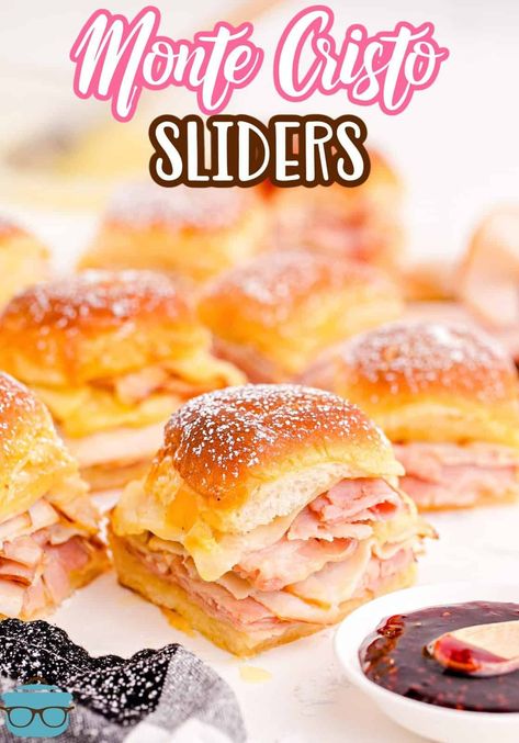 Monte Cristo Sliders, Rolled Sandwiches, Winter Hair Colors, Slider Rolls, Southern Thanksgiving Menu, Thanksgiving Menu Ideas Side Dishes, Monte Cristo Sandwich, Slider Sandwiches, Breakfast Slider