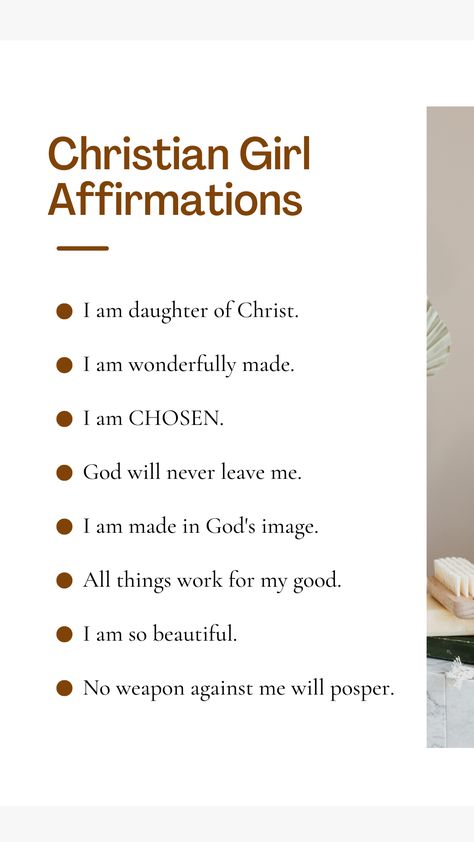 Reminders For 2024, Scriptures Around The House, Reminders For Christians, Christian Woman Affirmations, I Love God Aesthetic, Self Affirmations Quotes Aesthetic, Girly Scripture Wallpaper, Godly Woman Traits, Morning Affirmations Christian