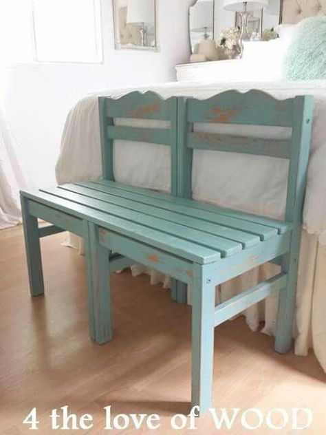 Bench Refurbished Furniture, Repurposed Furniture, Upcycled Furniture, Chairs Repurposed, Old Chairs, Woodworking Bench, Recycled Furniture, Flipping Furniture, Redo Furniture