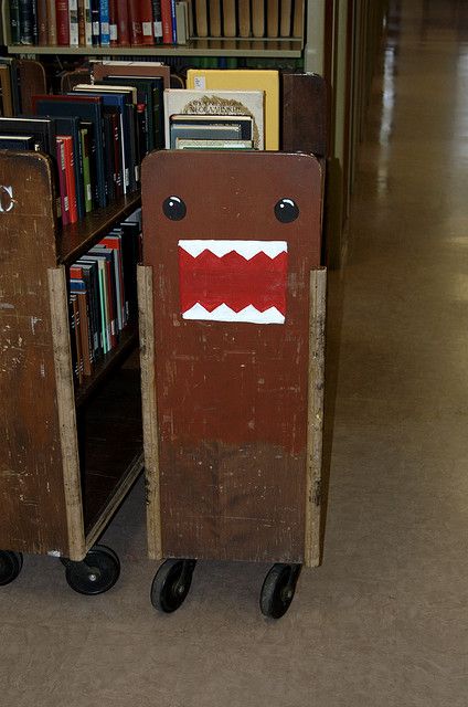 Domokun Library Cart from the UCLA Young Research Library. Design, Library Cart Makeover, Library Cart, Library Design, A Student, Piece Of Me, Quick Saves