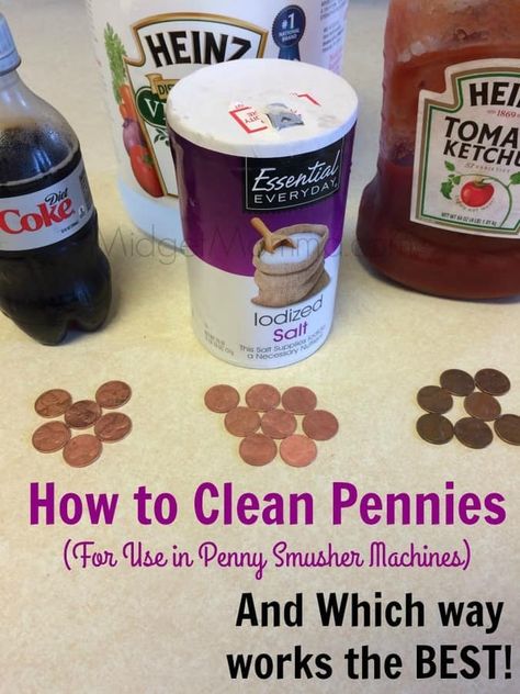 Essen, Upcycling, Coin Cleaning, Clean Pennies, Smashed Pennies, How To Clean Pennies, Cleaning Copper, Penny Crafts, Pressed Pennies