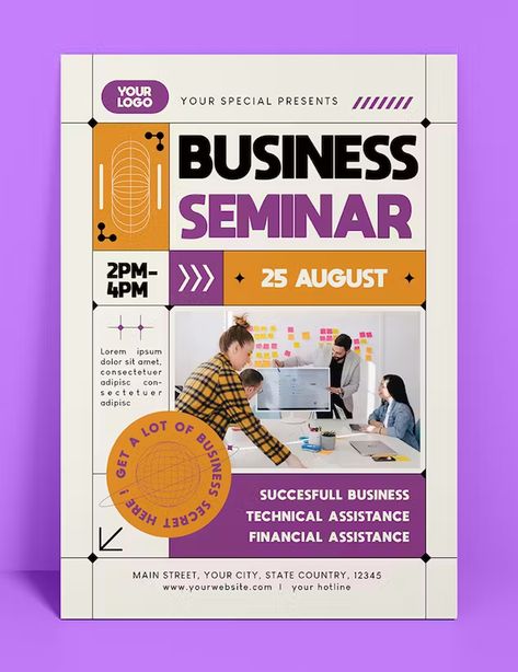 Business Seminar Flyer Template AI, EPS, PSD Ad Flyer Design, Flyer Design Layout Templates, Graphic Design Services Flyer, Seminar Poster Design Events, Business Flyer Design Templates, Seminar Flyer Design, Course Poster Design, Seminar Poster Design, University Flyer