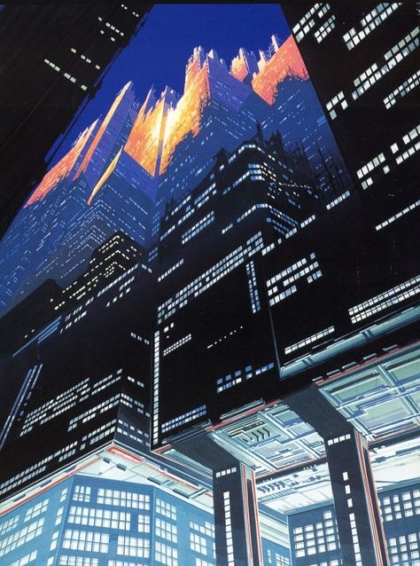 View from the Undercity | Art by Tomoaki Okada (this was from an out-of-print magazine) Aesthetic Surreal Art, Retro Cyberpunk Art, Space Retro Futurism, Retro Futurism 80s, Atompunk Retro Futurism Art, Atompunk Wallpaper, Cassette Futurism City, 80s City Pop Aesthetic, Retro Aesthetic Graphic Design