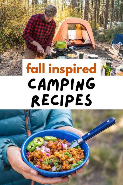 Camping Fall Food, Thanksgiving Camping Meals, Fall Camping Tips, Camping Recipes For Two, Winter Camping Recipes, Fall Camping Food Ideas, Fall Camping Dinner Ideas, Easy Fall Camping Meals, Cold Weather Camping Food