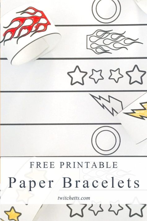 Learn how to make paper bracelets with this free printable. Kids will love creating this coloring page style bracelet. Make printable bracelet with your classroom or at home. #paper #bracelet #printable #craftsforkids #twitchetts Paper Bracelets For Kids Free Printable, Printable Bracelet, Paper Bracelets, Bracelet Template, Bracelets For Kids, Paper Bracelet, Yellow Bracelet, Word Bracelet, Printable Activities For Kids