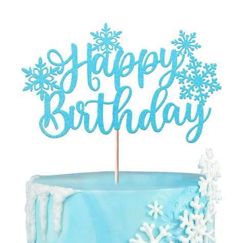 Xsstarmi 1 Pack Snowflake Happy Birthday Cake Topper Glitter Winter Frozen Theme Cake Pick for Snowflake Theme Christmas Baby Shower Kids Birthday Party Cake Decorations Supplies Blue : Amazon.co.uk: Toys & Games Frozen Happy Birthday Cake Topper, Frozen Party Cake, Snowflake Cake Topper, Kids Birthday Party Cake, Elsa Cake, Frozen Theme Cake, Happy Birthday Theme, Snowflake Cake, Elsa Cakes