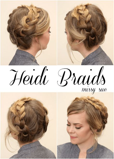 heidi-braids-missy-sue-blog Braids With Ribbon, German Hairstyle, Heidi Braids, Easy Cute Hairstyles, French Braids Tutorial, Loose French Braids, French Braid Ponytail, Hairstyle Tips, Tie A Knot