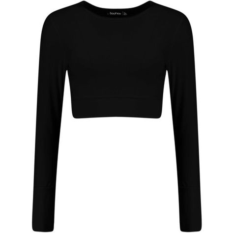 Sophia Dance Long Sleeve Wrap Front Crop (22 AUD) ❤ liked on Polyvore featuring tops, crop top, shirts, black, long sleeves, basic white t shirt, crop shirts, long-sleeve shirt, white crop top and quilted shirt Black Long Sleeve Crop Top Outfit, Crop Top Manga Larga, Crop Tops Long Sleeve, Basic Crop Tops, White Ribbed Top, Cropped White Shirt, Sporty Crop Top, Quilted Shirt, Black Long Sleeve Crop Top
