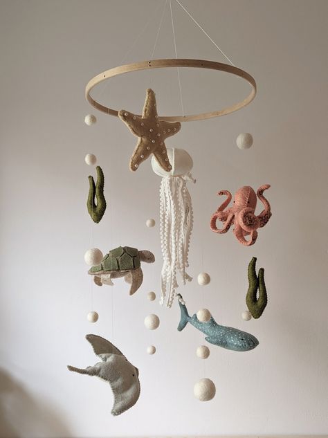 Nursery Ideas Beach, Fun Nursery Ideas, Boho Beach Nursery, Sea Animals Nursery, Ocean Baby Rooms, Turtle Nursery, Ocean Themed Nursery, Ocean Room, Sea Nursery