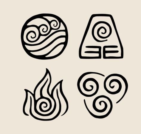 Avatar The Last Airbender Elements 4 Nations Bending | Etsy Avatar The Last Airbender Elements, Air Element Symbol, Avatar Tattoo, Elements Tattoo, Head Tattoo, Air Element, Symbol Tattoo, Element Symbols, 4 Elements