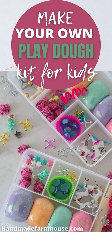 Storing Homemade Playdough, How To Store Homemade Playdough, Play Dough Sensory Jars Diy, Sensory Play Dough Kits, Diy Playdough Kit Party Favor, Unicorn Playdough Kit, Play Doh Sensory Kits, Play Dough Kits Gift Ideas, Diy Playdough Kit Gift Ideas