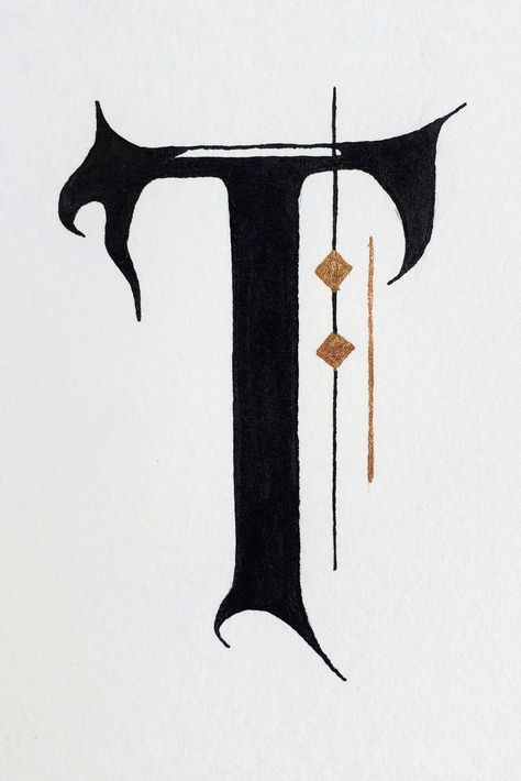 This bold, Gothic style letter T is part of an alphabet style study in watercolor and ink. Letter T and Tags. T Alphabet Wallpaper Letters, T Drawing Letter, T Style Letter, The Letter T Tattoo, T Fonts Letter, T Letter Design Alphabet, T Alphabet Design, T Tattoo Letter, T Calligraphy Letter