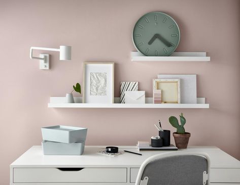 An out-of-office response: how to transform a quiet corner into a cosy home office - Independent.ie Ikea Kuggis, Reorganize Bedroom, Office Oasis, Mosslanda Picture Ledge, Studio In Casa, Home Ikea, Green Storage, Ikea Australia, Quiet Corner
