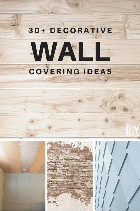 Diy Wall Covering Ideas, Cheap Wall Covering, Wall Covering Ideas, Bathroom Wall Coverings, Wood Wall Covering, Brick Wall Decor, Wall Stencils Diy, Decorative Walls, Brick Accent Wall