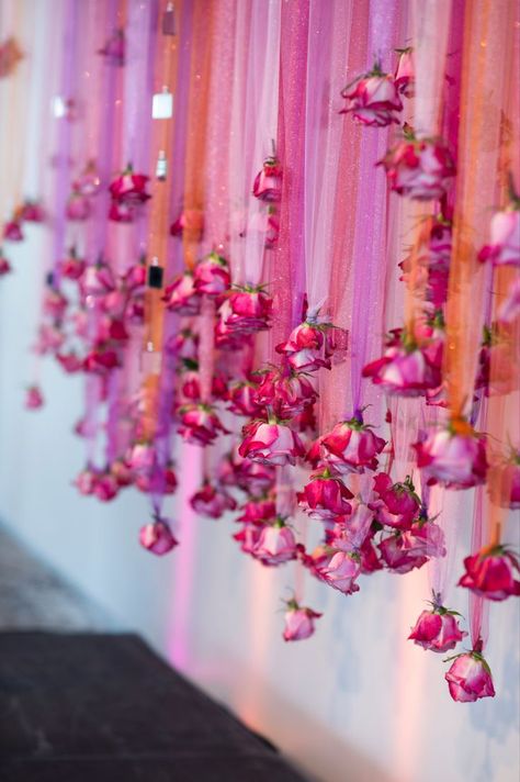 Poppy Decorations Ideas, Things To Buy At Costco, Roses For Wedding, Valentines Window Display, Floral Party Decorations, Floral Wall Hanging, Tulle Ribbon, Wedding Planning Decor, Wedding Backdrop Design