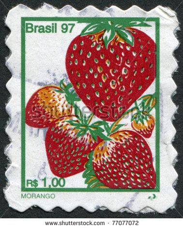 Postage stamp printed in Brazil, depicting strawberries - c1997 Stamp Drawing, طوابع بريد, Postage Stamp Design, Postal Vintage, Food Stamps, Postage Stamp Art, Vintage Postage Stamps, Stamp Printing, Vintage Postage