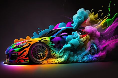 Rainbow Lamborghini, Cool Wallpapers Cars, Car Images Hd, Car Paintings, Wallpapers Cars, Lamborghini Supercar, Rainbow Car, Car Lamborghini, Lamborghini Car