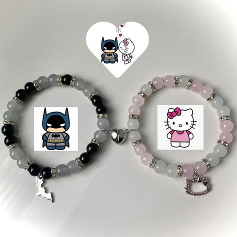 Batman and Hello Kitty bracelets🎀
Matching couple... - Depop Batman And Hello Kitty Bracelets, Matching Hello Kitty Bracelets, Spider Man And Hello Kitty Bracelet, Bracelet Ideas Couples, Hello Kitty And Spiderman Bracelet, Hello Kitty Bracelet Ideas, Batman And Hello Kitty Matching, Hello Kitty Matching Bracelets, Matching Stuff For Couples