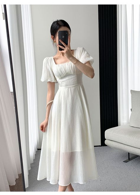 Summer White Dress, Fairycore Dress, Tencel Dress, Midi Wedding Dress, Ethereal Dress, Tea Length Dress, Bachelorette Dress, Engagement Dress, Elopement Dress