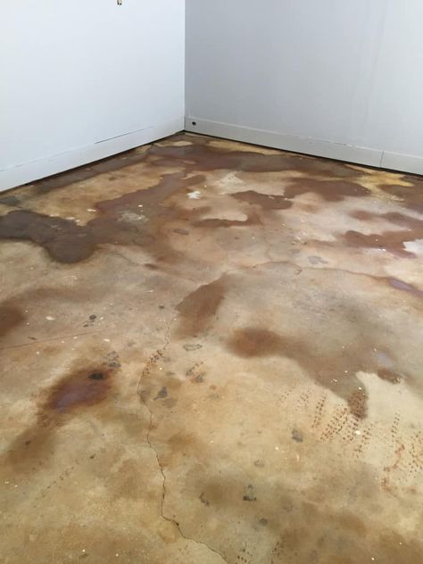 Sherwin Williams Concrete Stain Colors, Stain Old Concrete, Stained Concrete Floors Living Room, Sanding Concrete Floors, Cement Floor Diy, Stained Cement Floors, Diy Stained Concrete Floors, Concrete Wood Floor, Painted Cement Floors
