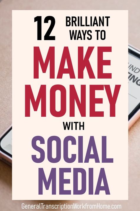 12 Brilliant Ways to Make Money with Social Media Marketing. Learn How to Make Money From Social Media and Make Money Online. #socialmedia #marketing #SocialMediaMarketing   #makemoney #pinterest #facebook #instagram #youtube #twitter Atm Cash, Youtube Hacks, Online Jobs From Home, Data Entry Jobs, Work Online, Mom Jobs, Social Media Jobs, Money Ideas, Hustle Ideas